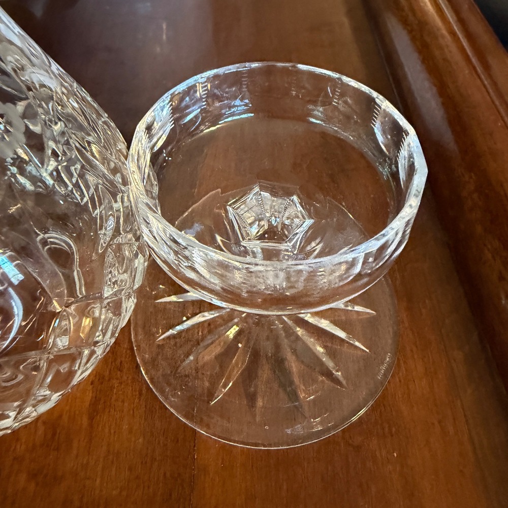 Vintage Crystal Hurricane Candle Holder Etched Floral Diamond 2 Piece Clear 7.5" - Picture 13 of 16